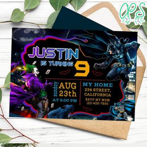 Batman and joker Birthday Invitation Customizable Template to Print at Home Instant Download