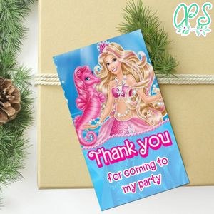 Sirena Barbie Thank You Tag Customizable Template To Print At Home Instant Download