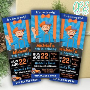 Blippi Ticket Invitation Customizable Template Instant Download