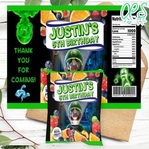 Luigi’s Mansion 3 Birthday Party Fruit Snack Bag Digital File Printable Instant Download