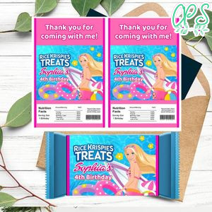 Barbie Pool Party Rice Krispies Treats Template Printable Instant Download