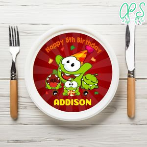 Om Nom Birthday Plate Template Customizable To Print At Home Instant Download