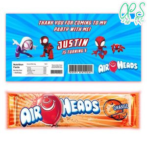 Spidey Airhead Candy Wrapper Template Printable Instant Download