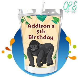 Gorilla Capri Sun Birthday Labels Digital File Printable Instant Download