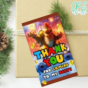Bowser Thank You Tag Customizable Template To Print At Home Instant Download