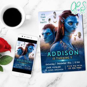 Avatar 2 Invitation Customizable Template to Print at Home Instant Download