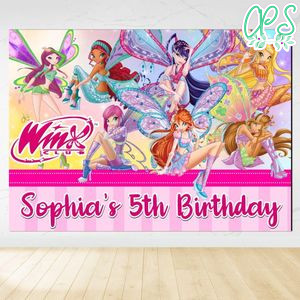 Winx Believix Birthday Backdrop Digital File Template Instant Download