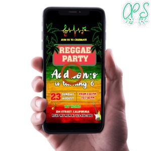 Reggae Party Video Invitation Digital Template Customizable Instant Download