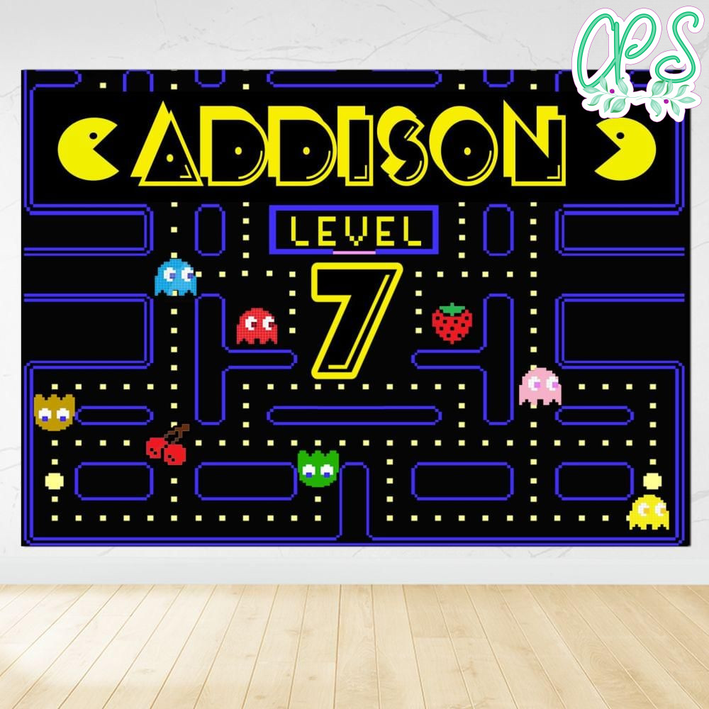 Pacman Birthday Backdrop Digital File Template | CustomPartyShirts