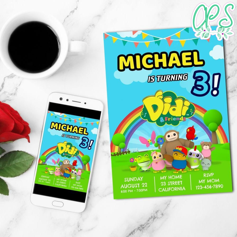 Didi And Friends Mobile Invite Customizable Template Instant Download