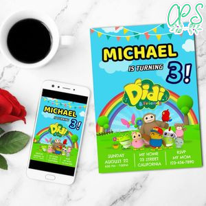 Didi And Friends Mobile Invite Customizable Template Instant Download