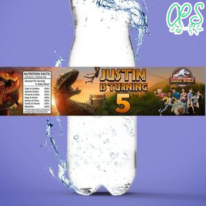 Jurassic World Camp Birthday Water Bottle Label Template to Print at Home Instant Download