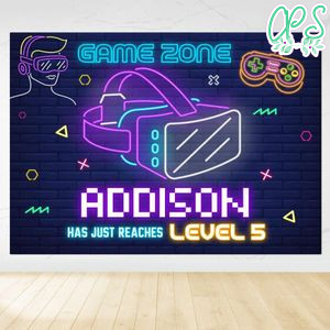 Virtual Reality Game Birthday Backdrop Digital File Template Instant Download