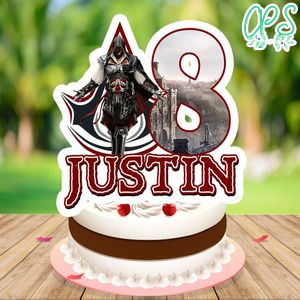 Assassin's Creed Birthday Cake Topper Template Printable Instant Download