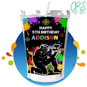 Paintball Capri Sun Birthday Labels Digital File Printable Instant Download