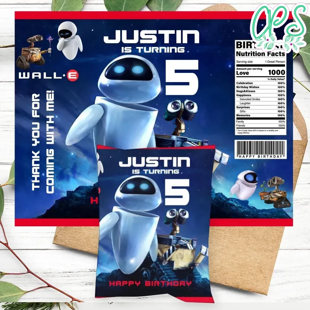 Wall e Birthday Chip Bag Digital File Printable CustomPartyShirts