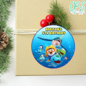 Pororo Circle Sticker Template Customizable To Print At Home Instant Download