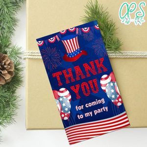 4th Of July Birthday Thank You Tag Customizable Template To Print At Home Instant Download