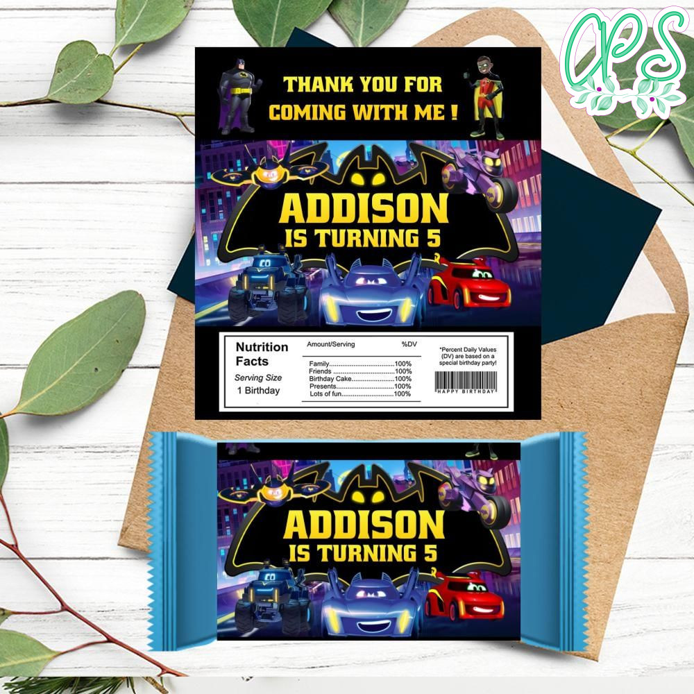 Batwheels Candy bar Label Customizable Template DIY | CustomPartyShirts