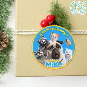 Mighty Mike Circle Sticker Template Customizable to Print at Home Instant Download