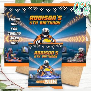 Karting Birthday Honey Buns Snack Bag Label Customizable Instant Download