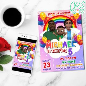 Cocomelon Birthday Mobile Invite Customizable Template Instant Download