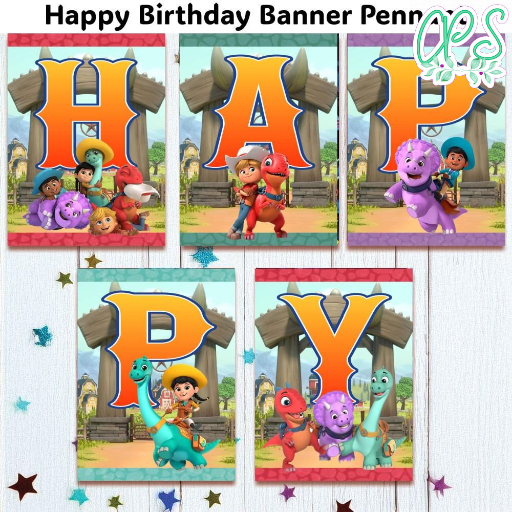 Dino Ranch Banner Pennant Digital File Template | CustomPartyShirts