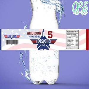 Top gun Birthday Water Bottle Label Template to Print at Home Instant Download