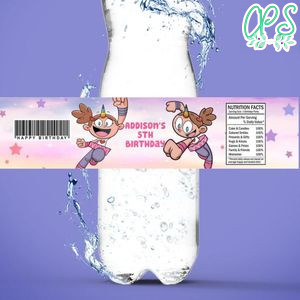 Super Unicorn Princess Birthday Water Bottle Label Template to Print at Home Instant Download
