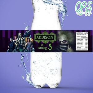 Beetlejuice 2 Bottle Label Birthday Water Bottle Label Template to Print at Home Instant Download