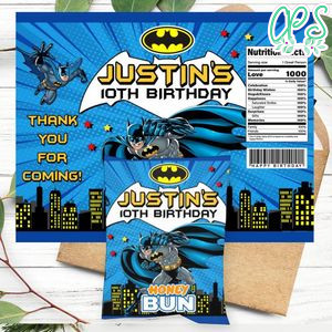Batman Honeybun Snack Bag Digital File Printable Instant Download