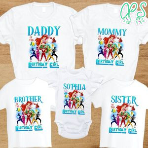 Power Rangers and Mermaid Family Birthday Party T-Shirt