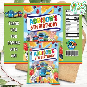 Tayo The Little Bus Birthday Party Fruit Snack Bag Digital File Printable Instant Download