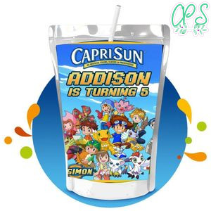 Digimon Capri Sun Birthday Labels Digital File Printable Instant Download