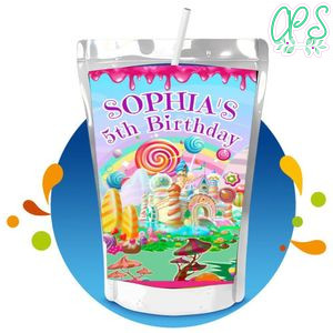 Candyland Capri Sun Birthday Label Digital File Printable Instant Download