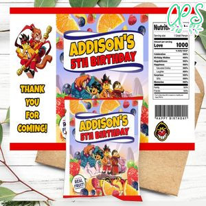 Monkie Kid Birthday Party Fruit Snack Bag Digital File Printable Instant Download