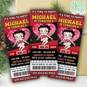 Betty Boop Ticket Invitation Customizable Template Instant Download