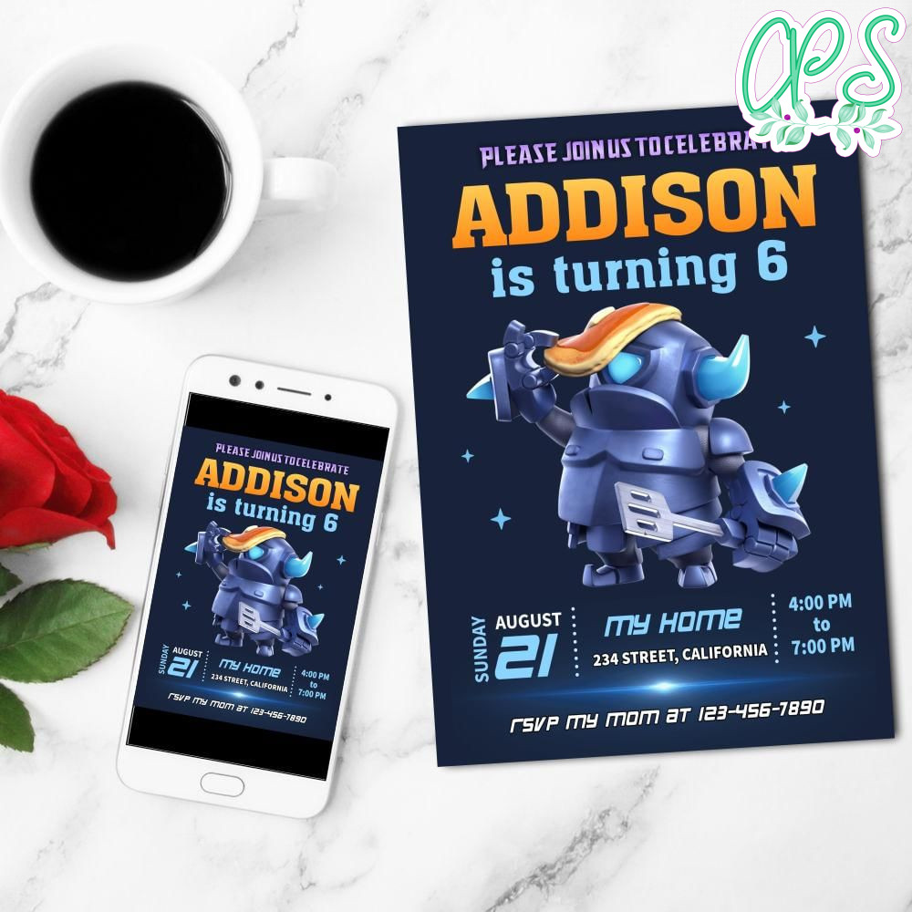 Mini Pekka Mobile Invite Customizable Instant Download | CustomPartyShirts