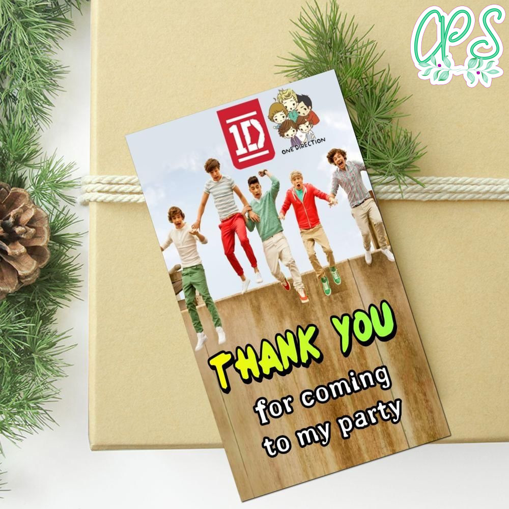 One Direction Thank You Tag Customizable Template To Print At Home Instant Download