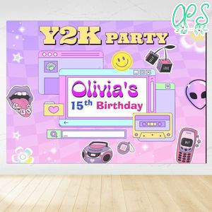 Y2k Party Birthday Backdrop Digital File Template Instant Download