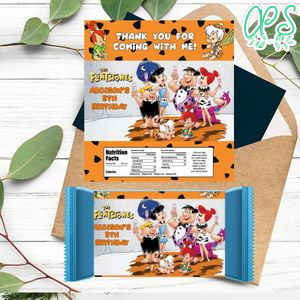 Flintstone Season 6 Candy Bar Label Customizable Template Instant Download