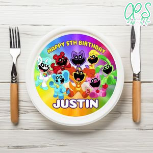 Smiling Critters Birthday Plate Template Customizable To Print At Home Instant Download