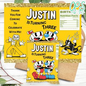 Cuphead Birthday Chip Bag Digital File Printable Instant Download