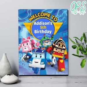 Robocar Poli Birthday Welcome Sign Digital File Printable Instant Download