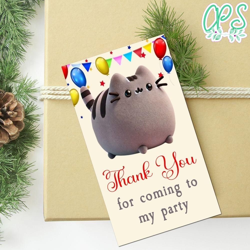 Cat Thank You Tag Customizable Template To Print At Home Instant Download