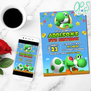 Yoshi Mobile Invite Customizable Template Instant Download