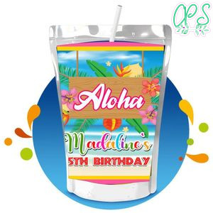 Hawaiian Capri Sun Birthday Labels Digital File Printable Instant Download