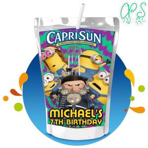 Minions the rise of Gru Capri Sun Birthday Labels Digital File Printable Instant Download