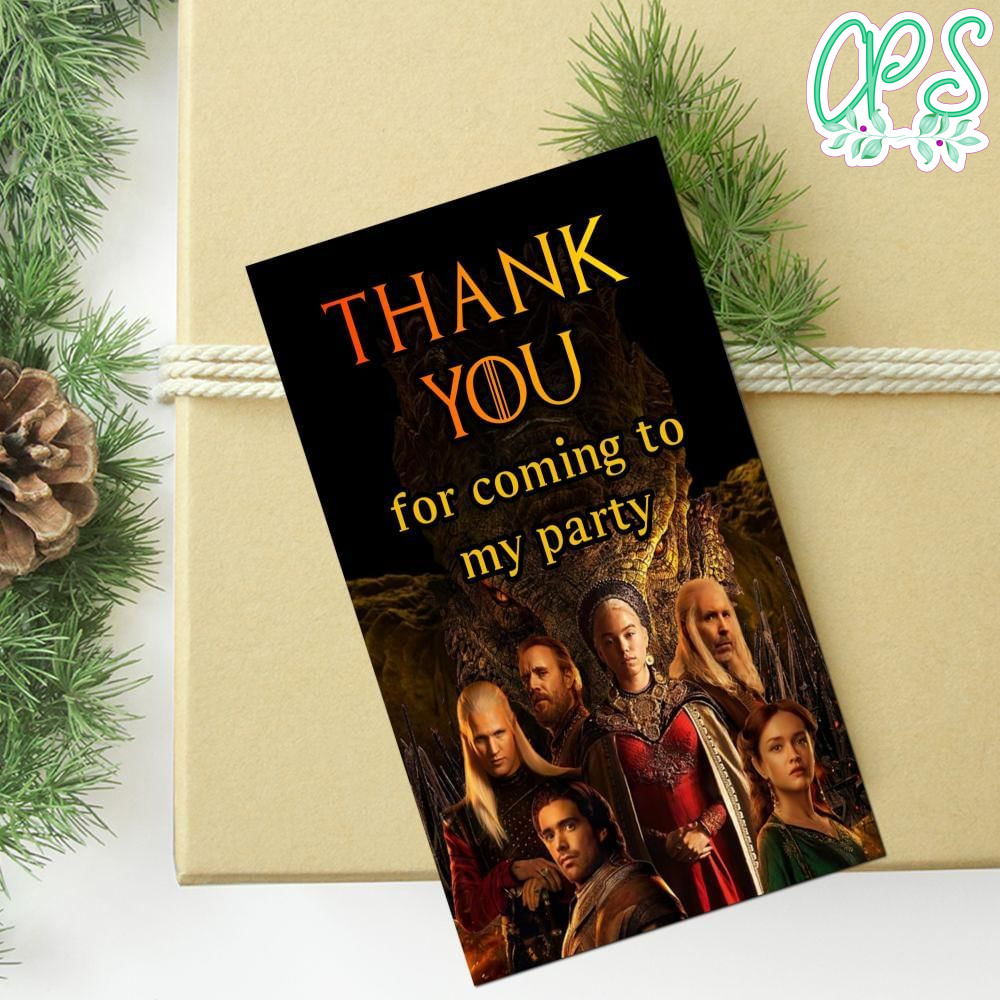 House Of The Dragon Thank You Tag Customizable Template To Print At Home Instant Download