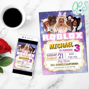 African Roblox Birthday Party, Roblox Girl, Roblox Birthday, Roblox Party Mobile Invite Customizable Template Instant Download
